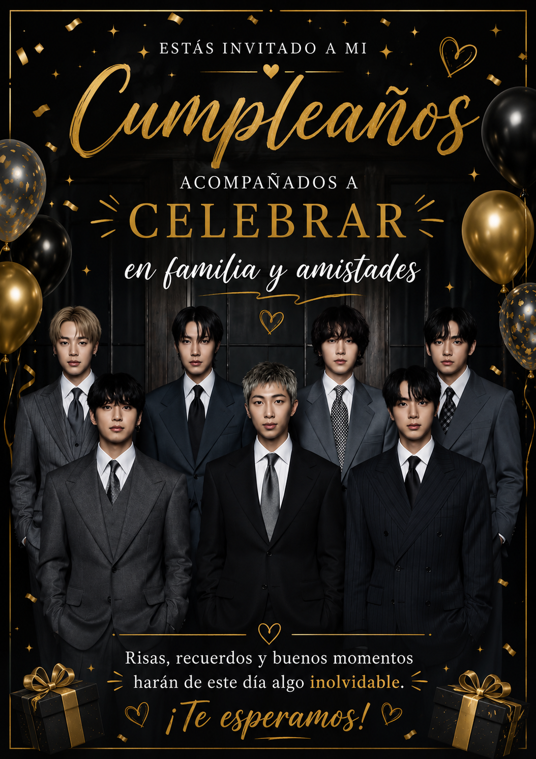 Invitación de cumpleaños motivo de BTS